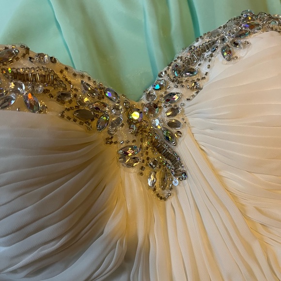Mint Green and White Prom Dress - Picture 7 of 7